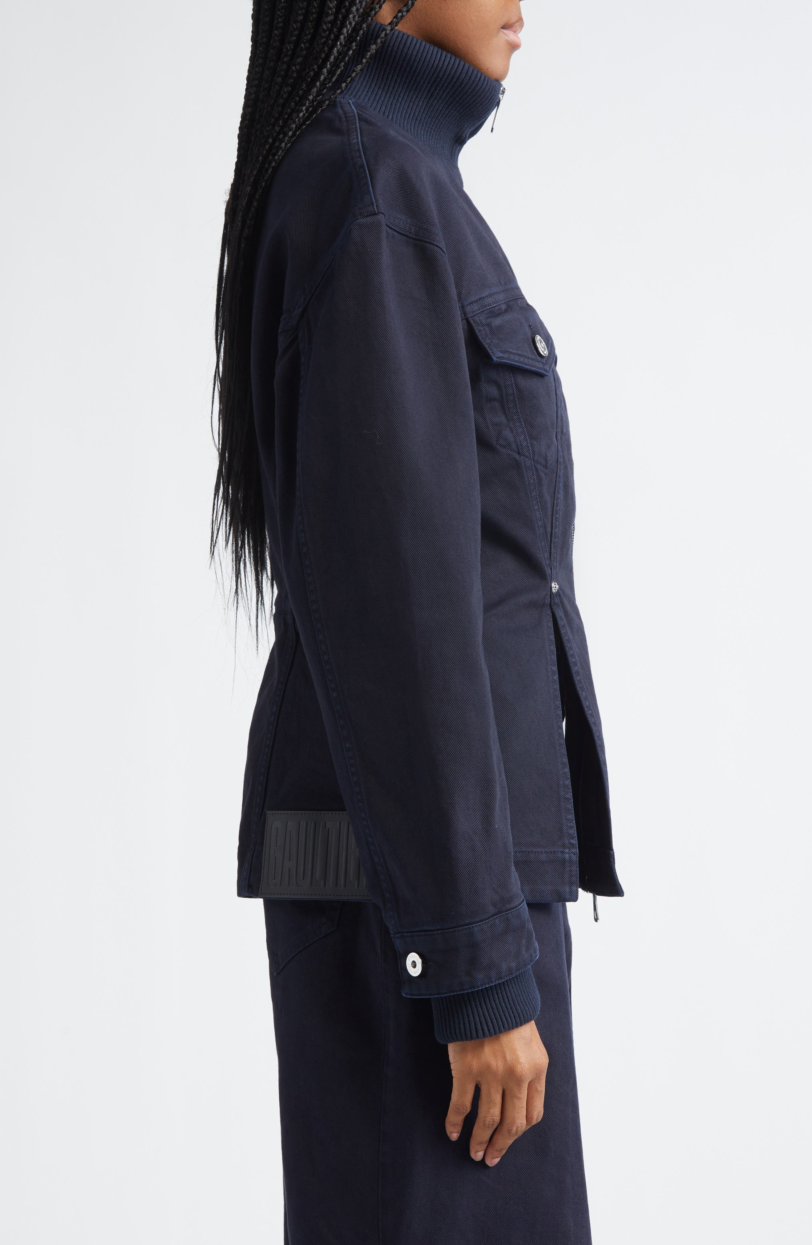 Jean Paul Gaultier Overdye Fitted Denim Jacket in Navy at Nordstrom - 4