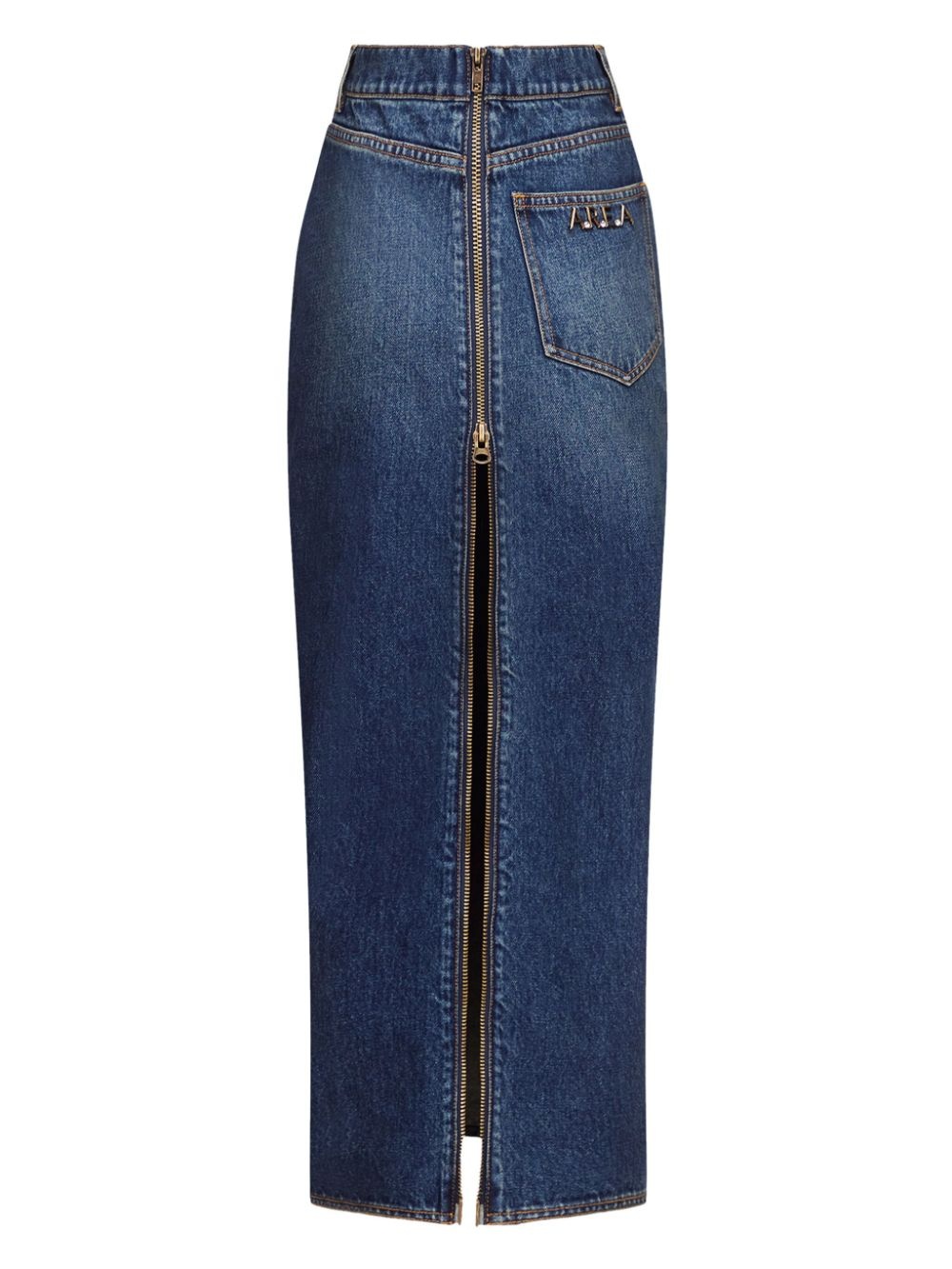 logo-charm denim midi skirt - 6