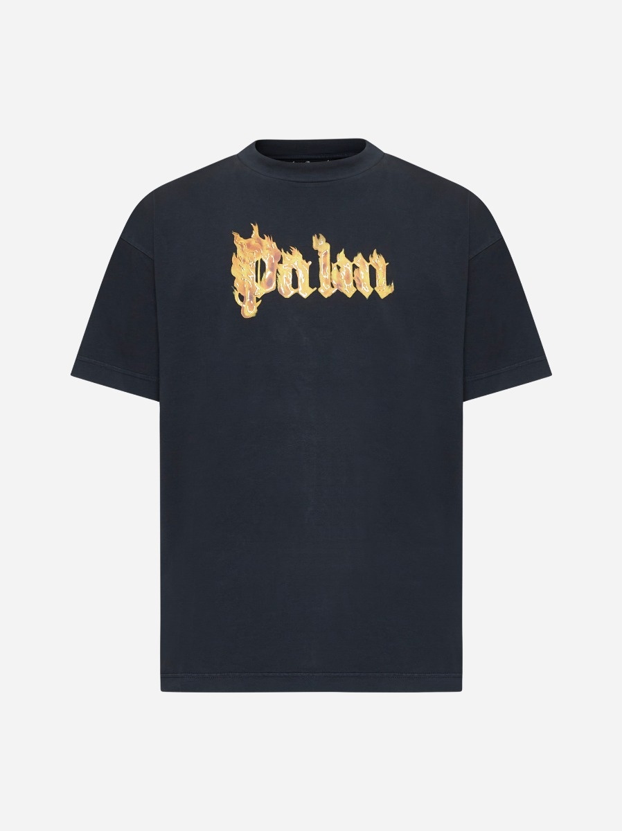 Burning Logo cotton t-shirt - 1