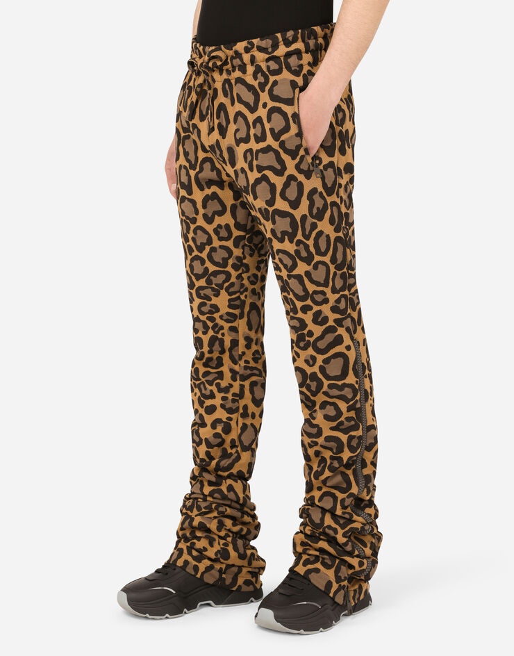 Jacquard jogging pants with leopard design - 4