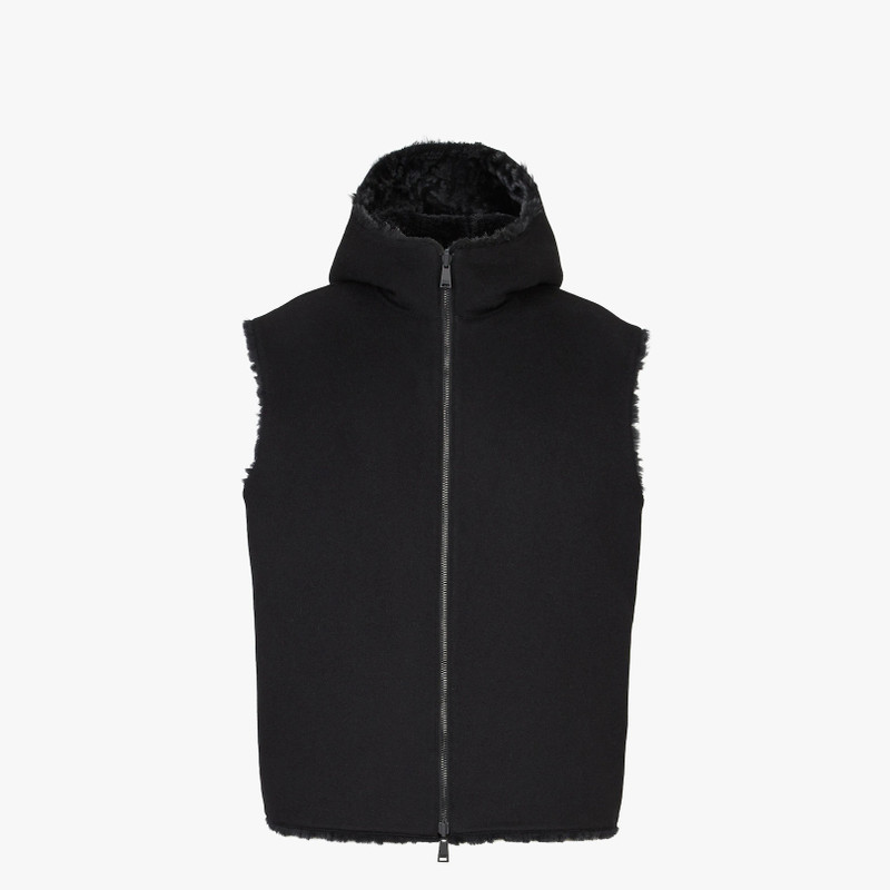 FENDI Black shearling gilet outlook