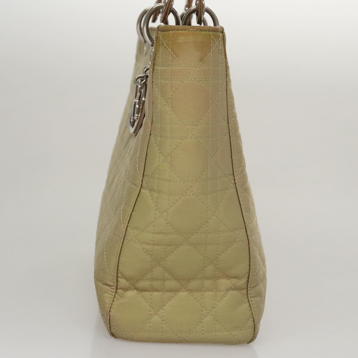 DIOR Canage Hand Bag Nylon Beige Silver - 3