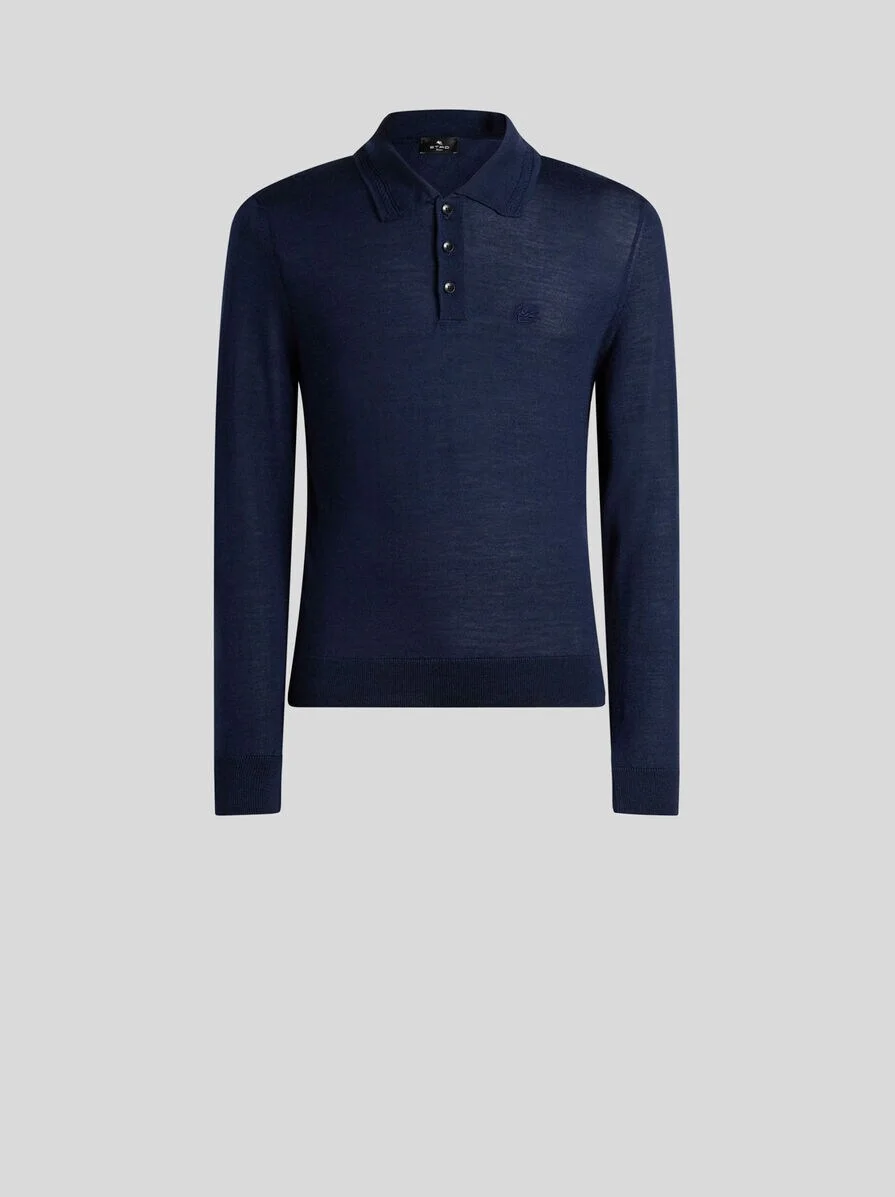 POLO-STYLE WOOL AND SILK SWEATER - 1