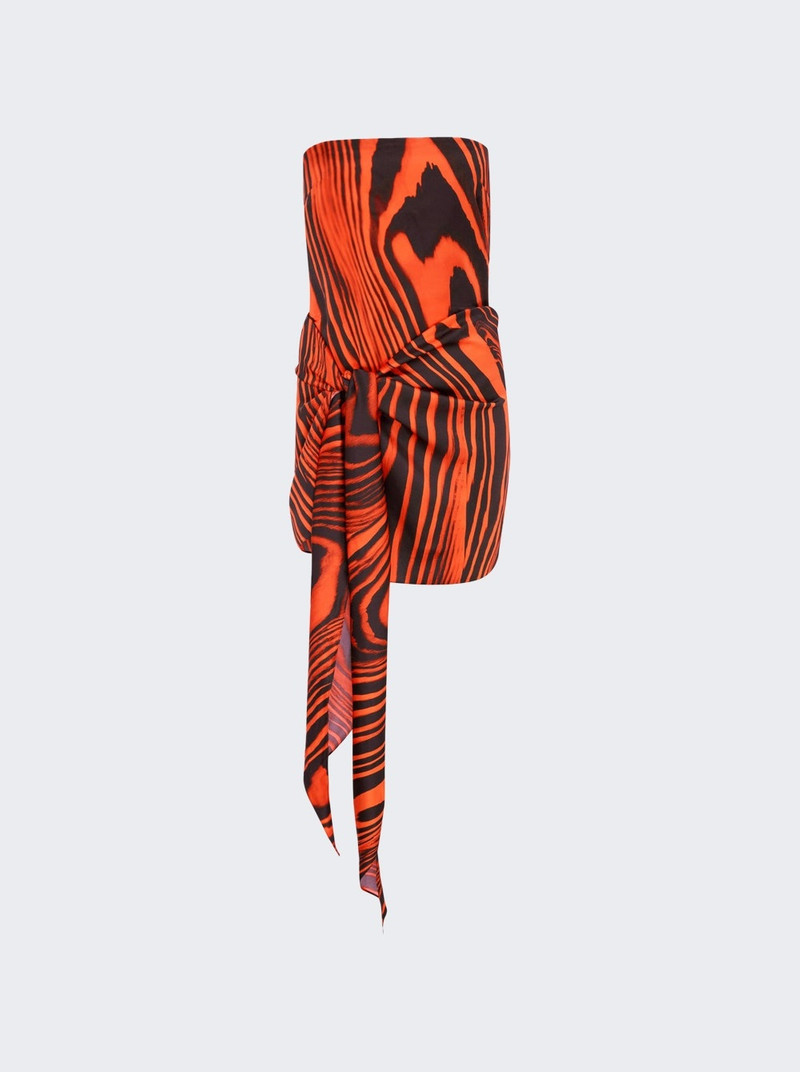 zebra-print 타이 detail 미니 드레스 - 1