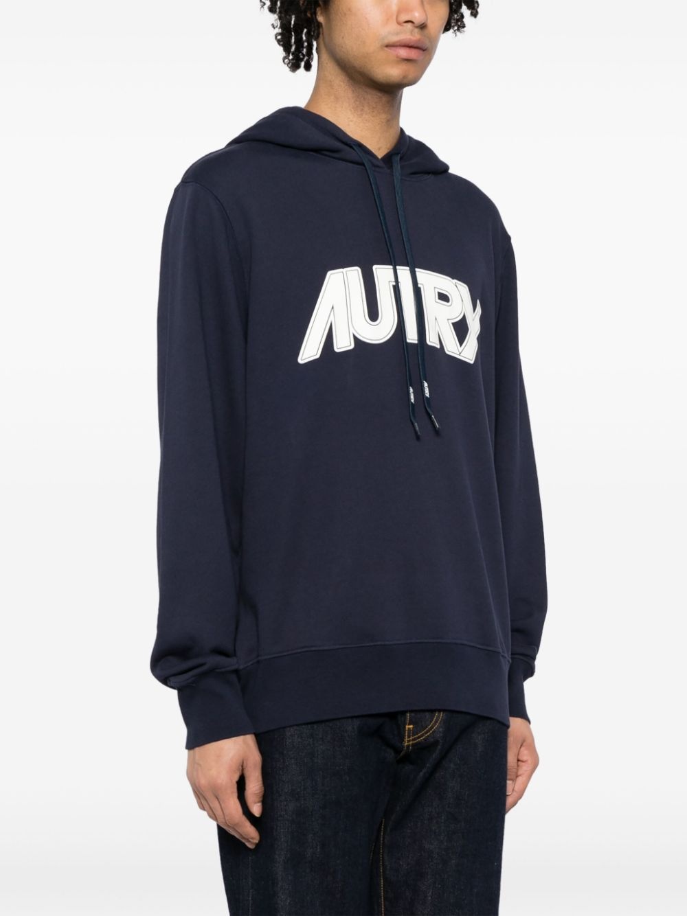 logo-print cotton hoodie - 3