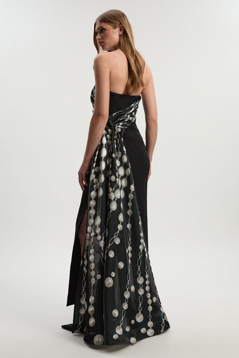 Archive Collection - Petite Pearl Chain Print Corset Maxi Dress 5