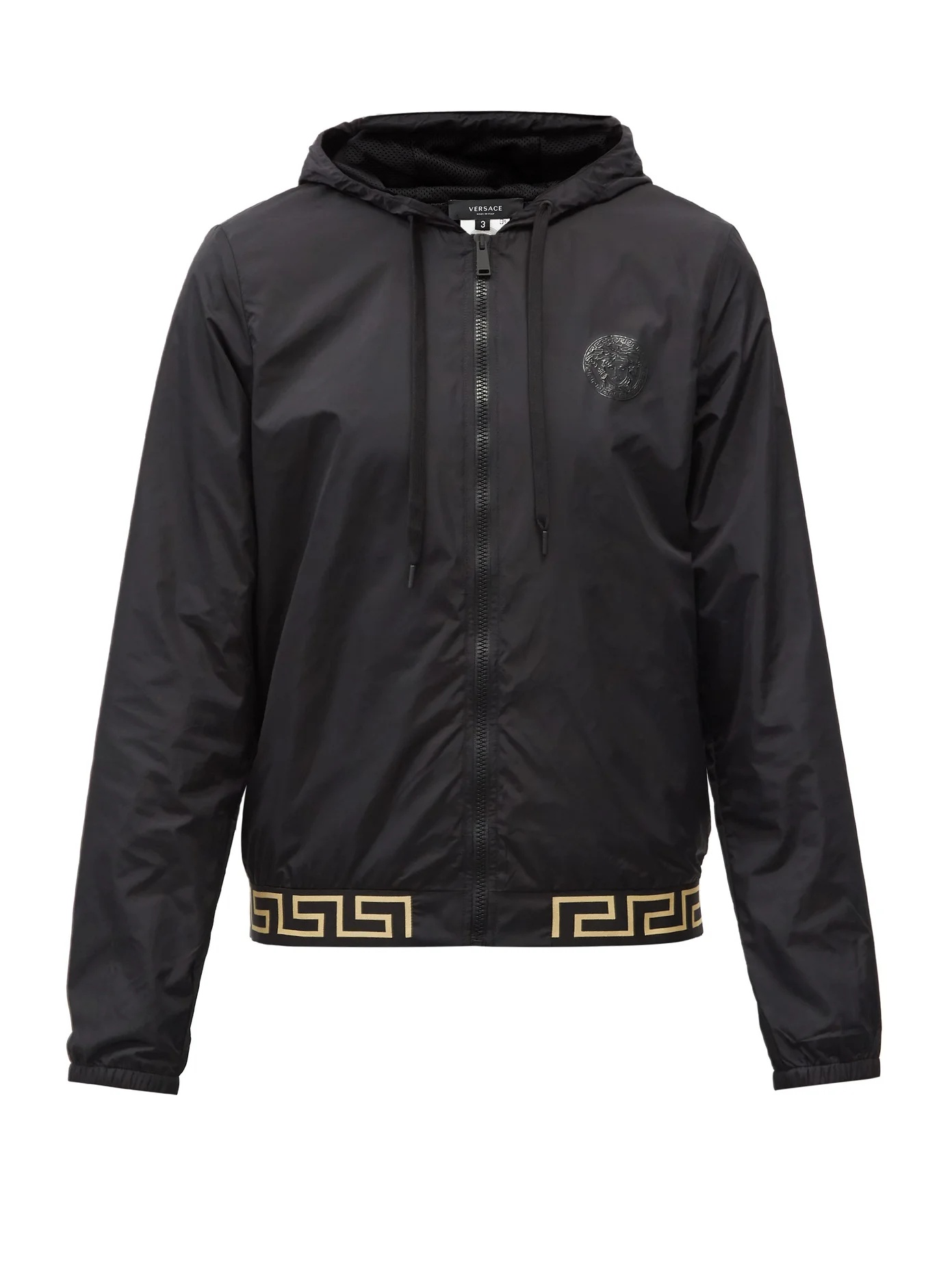 Greco-jacquard hooded zip-up jacket - 1