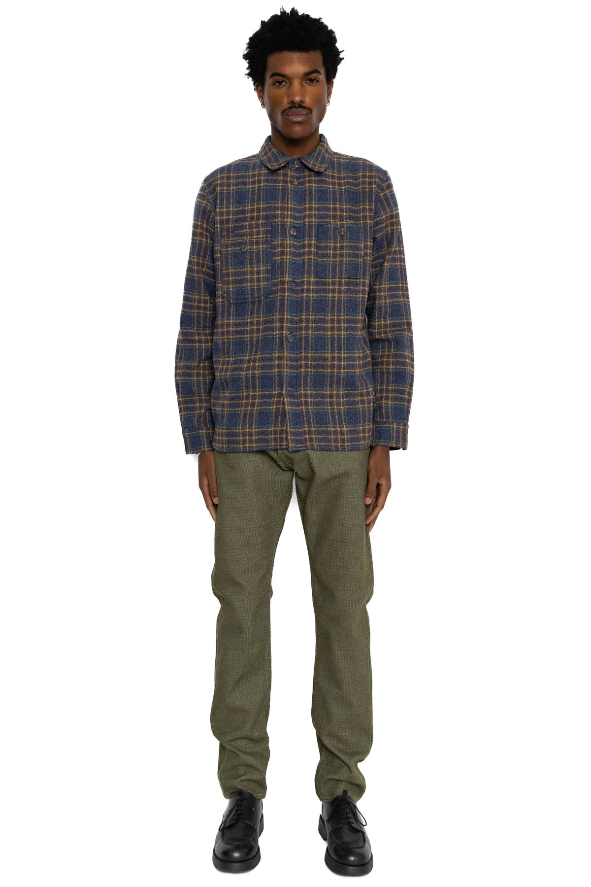 1170-2-OLV Sashiko 5P Pants Relax Tapered - Olive x Olive - 2