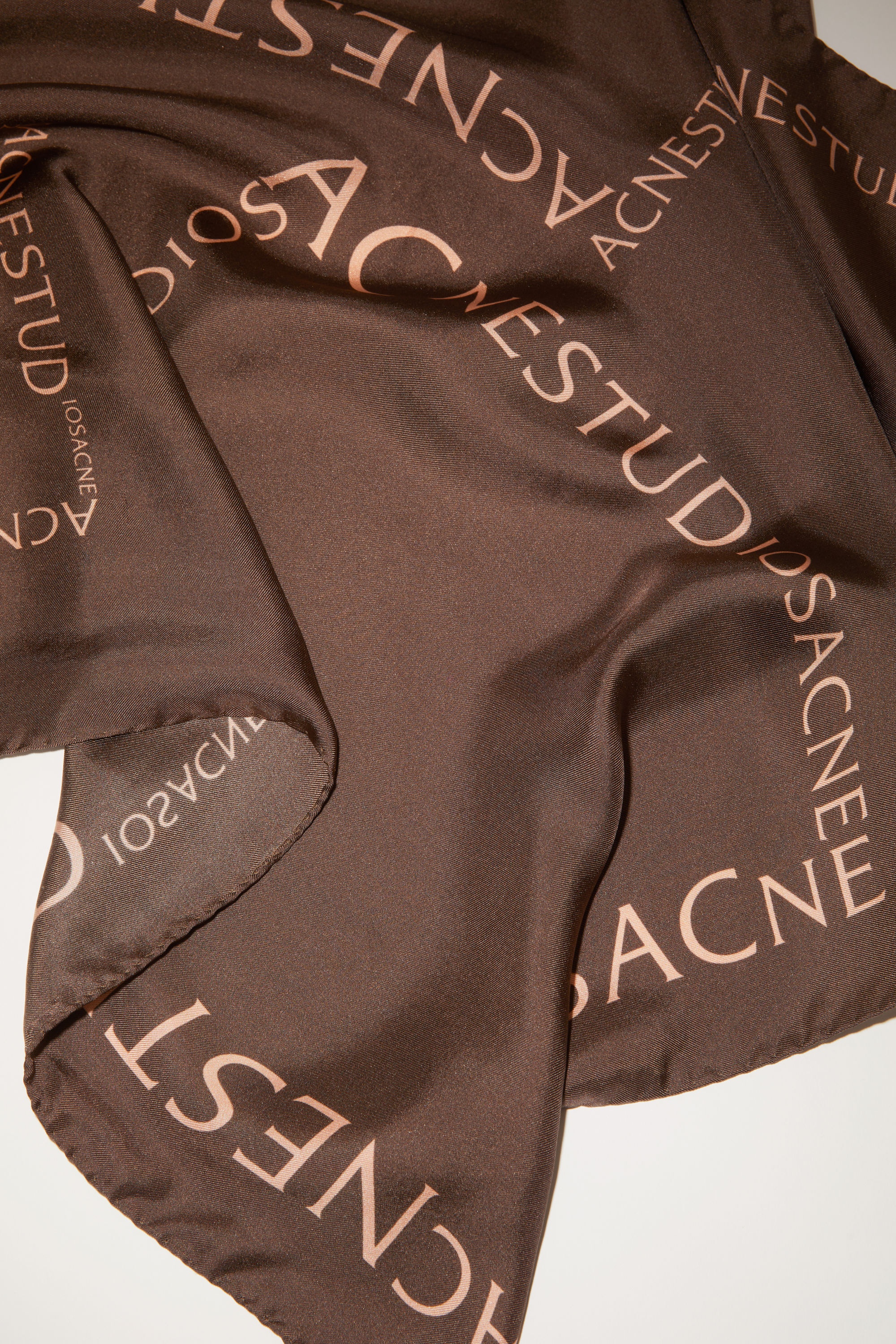 Logo silk scarf - Chocolate brown - 4