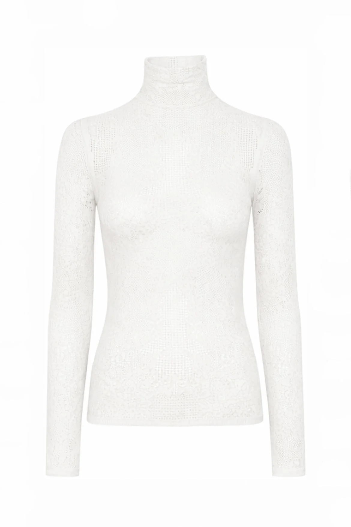 Waite Pointelle Knit Lace Top in Ivory Silk Merino Wool - 1