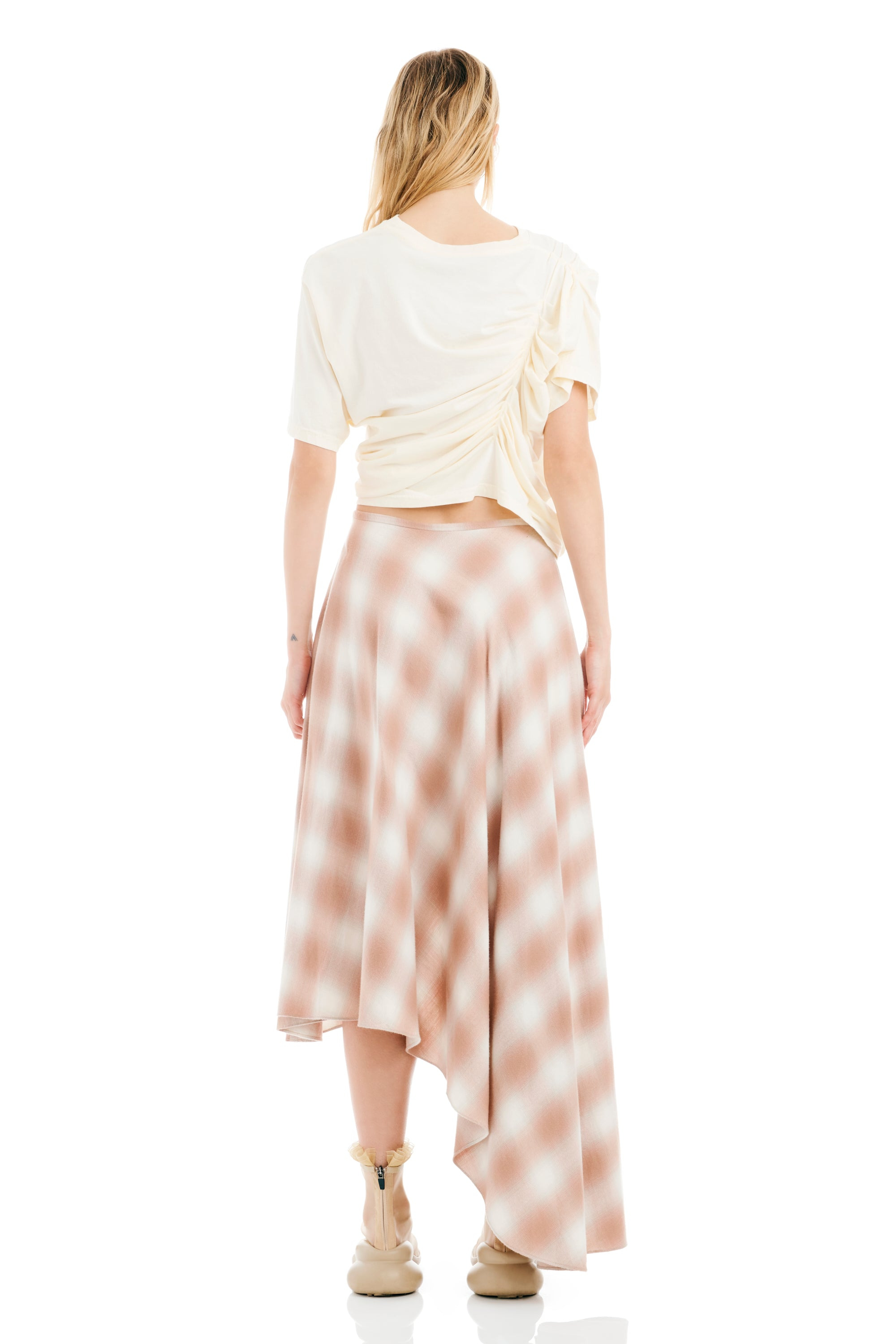 PEACH PLAID TULIP SKIRT - 5