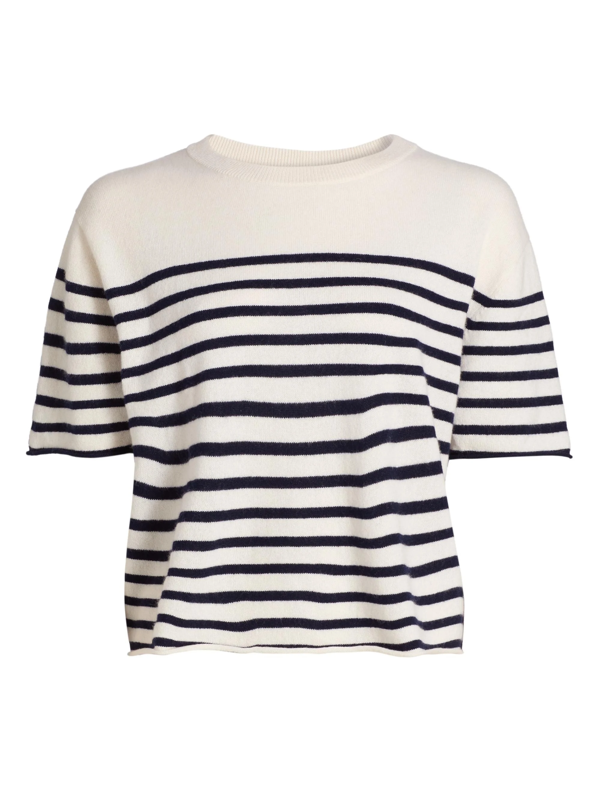Women's Cila Striped Cashmere Relaxed-Fit T-Shirt - Cream Navy - 1