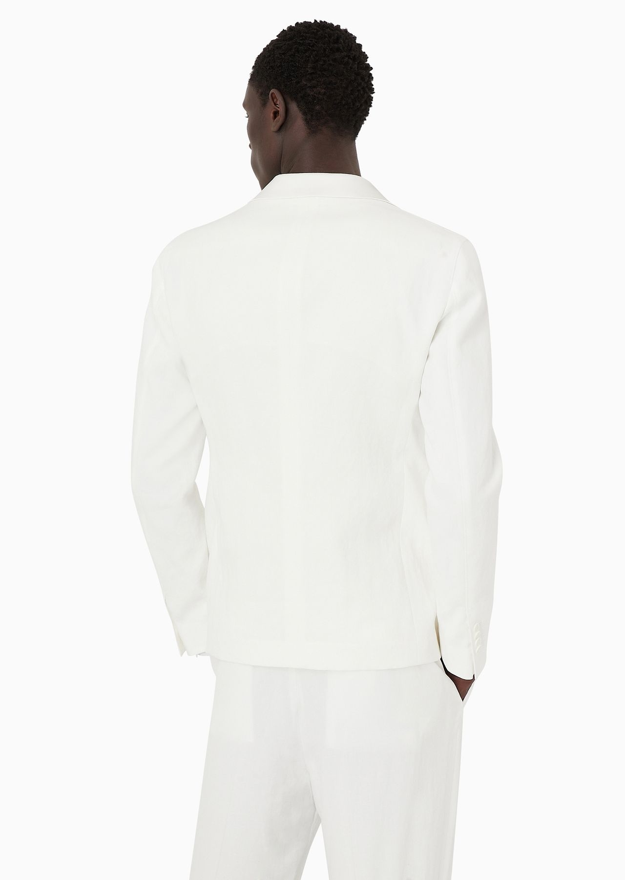 Upton line single-breasted tuxedo jacket in linen canvas - 3