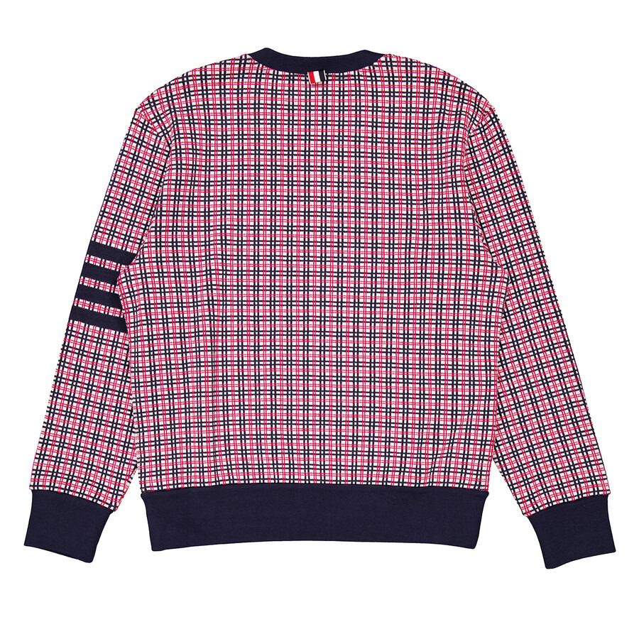 Thom Browne Men's Cotton Check Jacquard 4-Bar Sweatshirt - 8