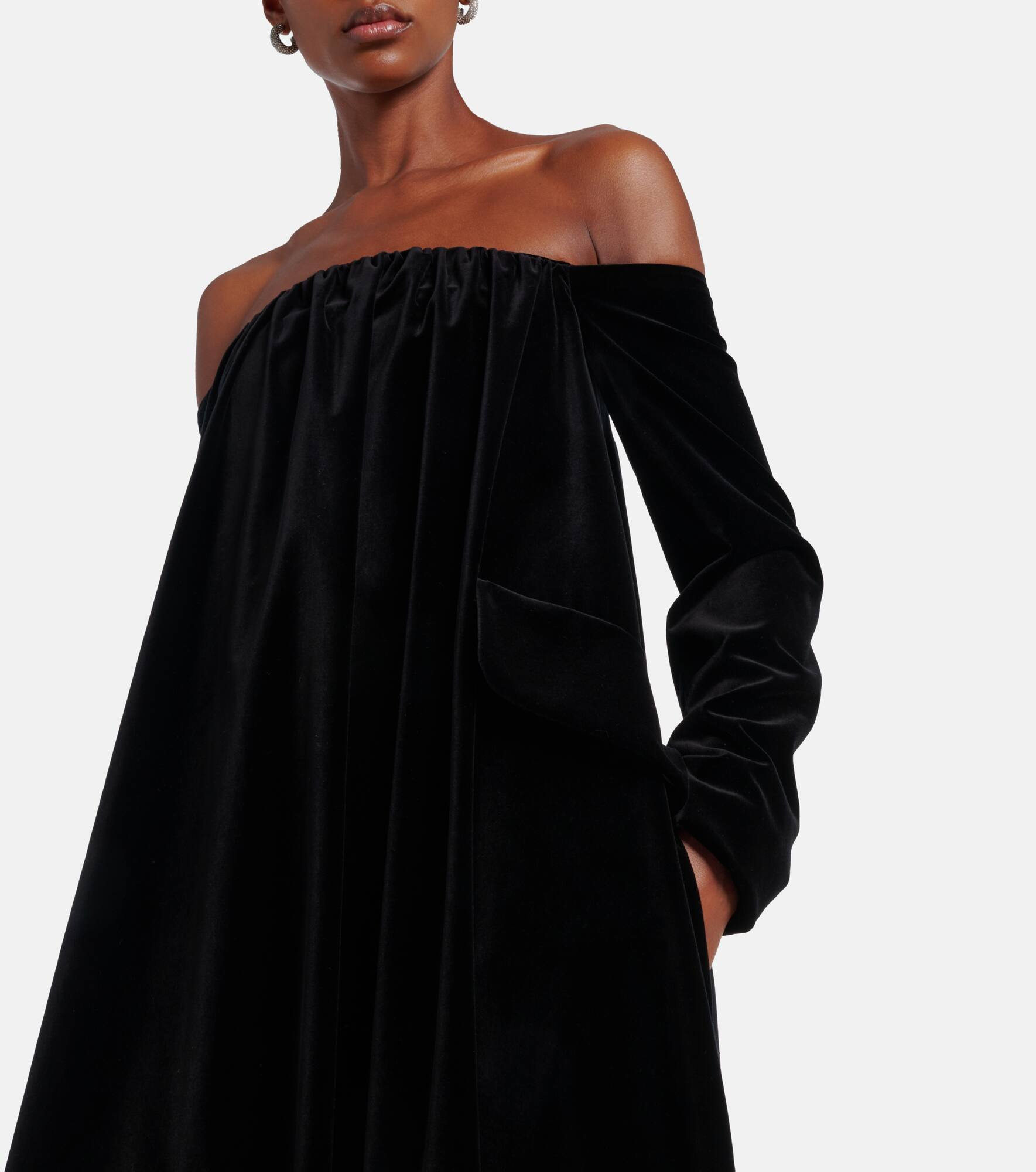 Open-back cotton velvet gown - 5