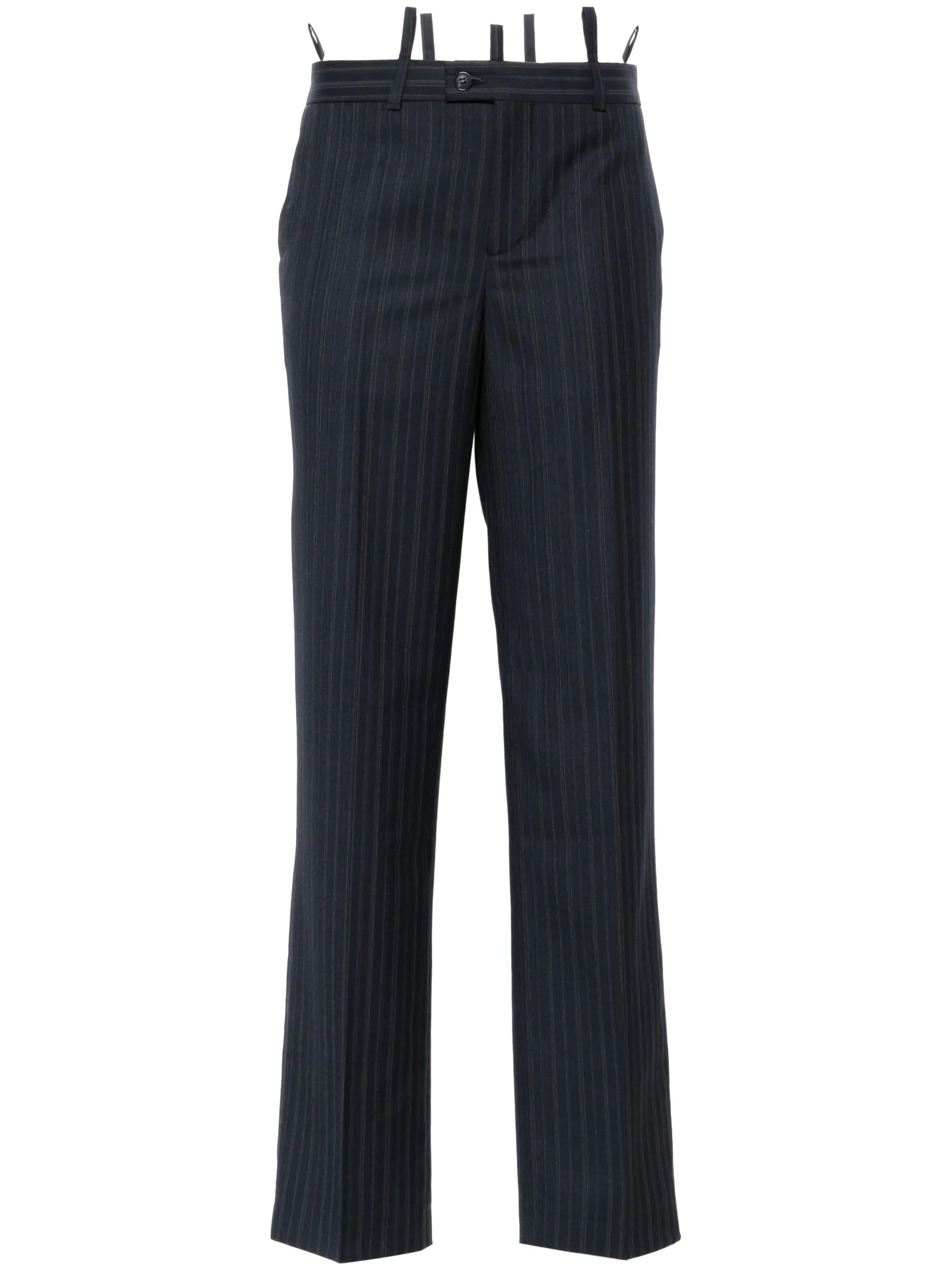 pinstriped tailored straight trousers - 1
