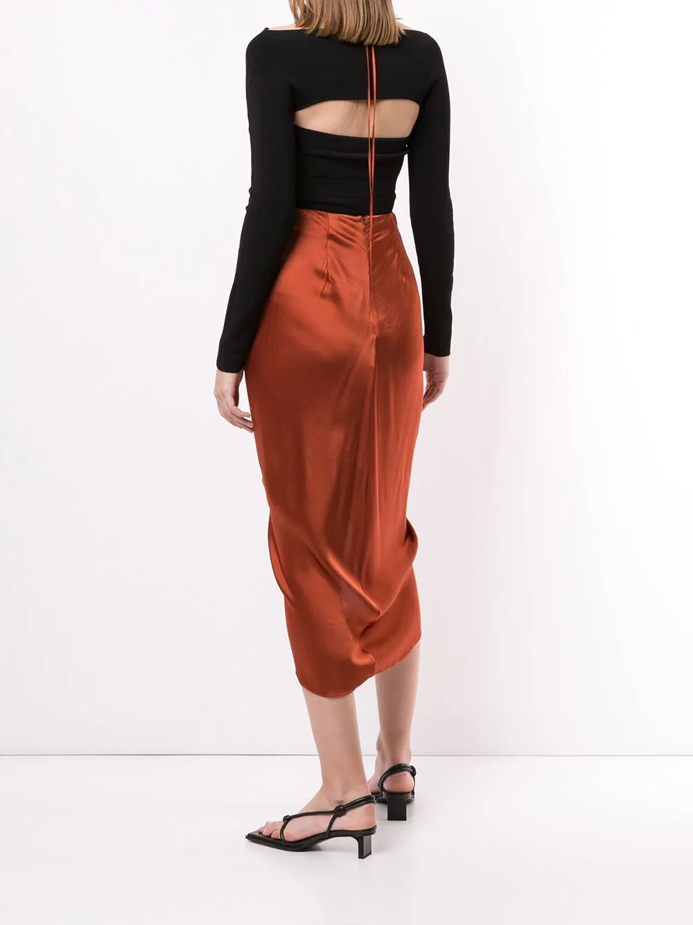 gathered tie midi skirt - 4