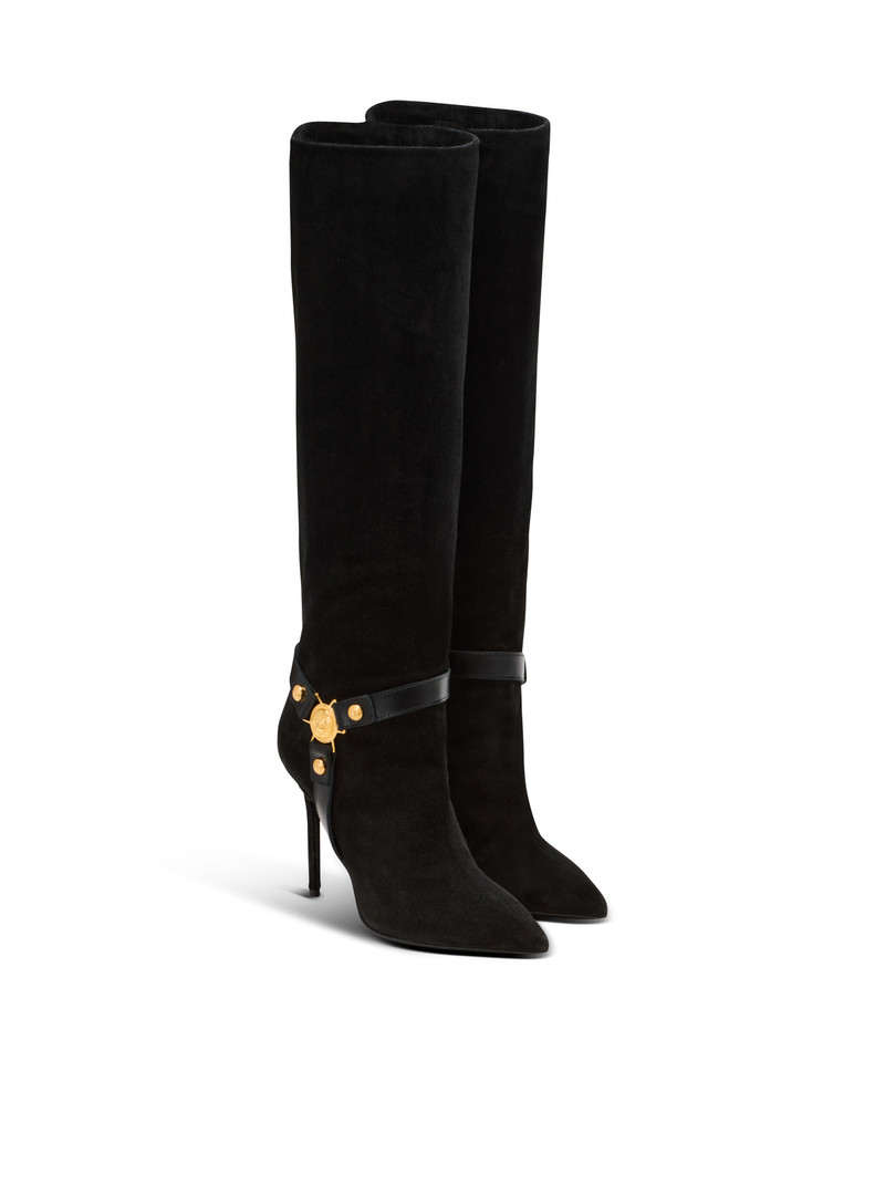 Balmain Slouchy suede heeled Eva boots outlook