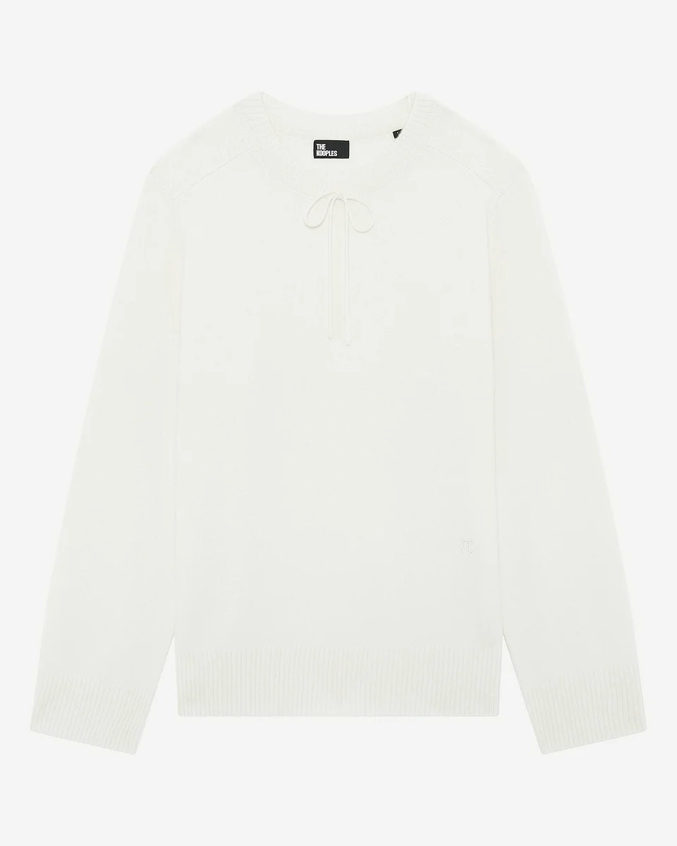 ROUND-NECK CASHMERE SWEATER, ECRU - 1
