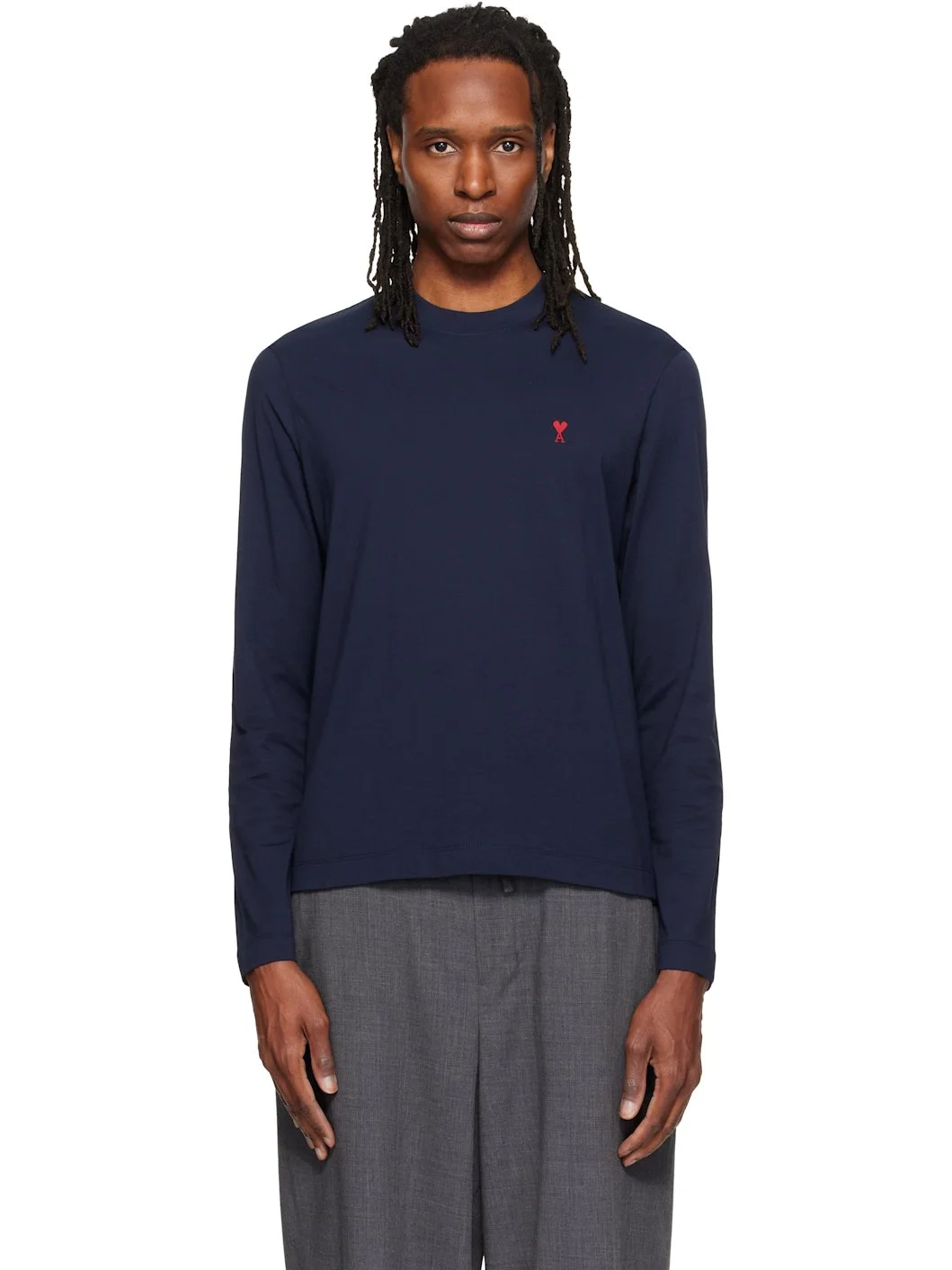 Navy Cotton Longsleeves Ami De Coeur T-shirt - 1