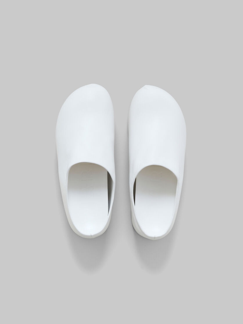 WHITE LEATHER CHUNKY CLOG SABOT - 4