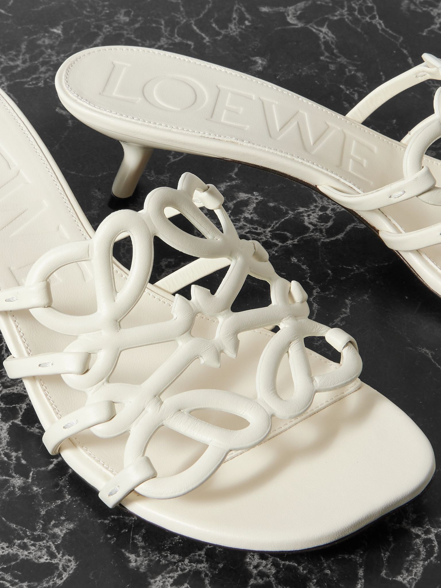 + Paula's Ibiza Petal Anagram leather sandals White - 4