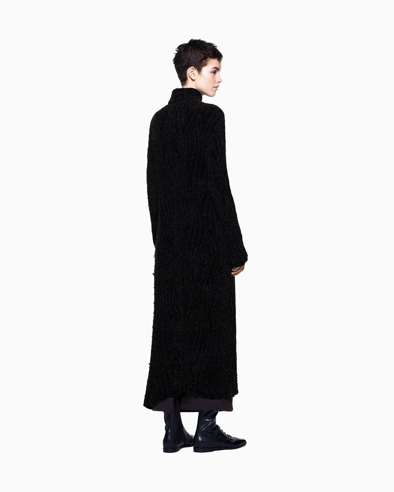 LONG VISCOSE AND WOOL KNIT CARDIGAN - 3