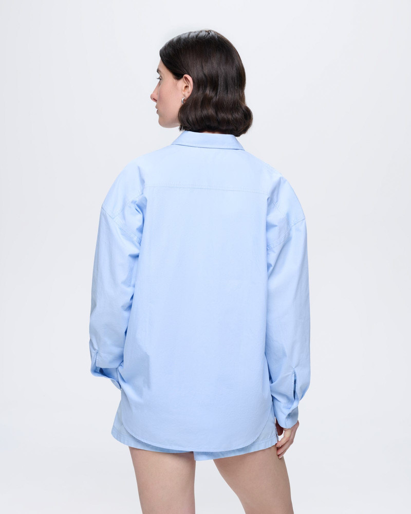 Womens Cotton Poplin Overshirt - Wildflower Blue 5