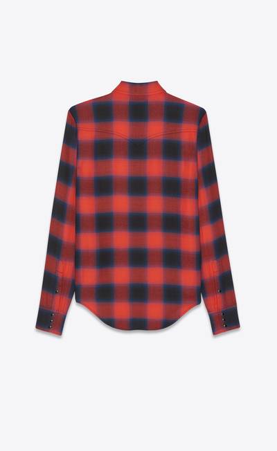 SAINT LAURENT slim western shirt in viscose check outlook