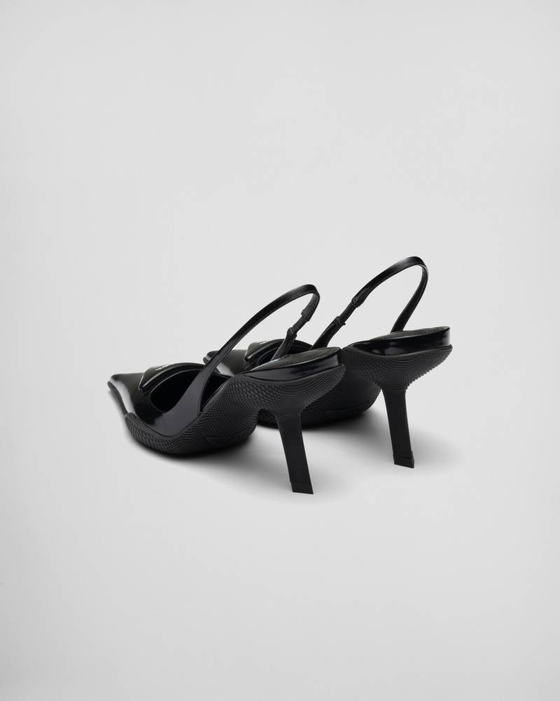 Prada Brushed leather slingback pumps outlook