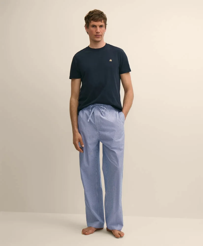 Cotton Broadcloth Striped Lounge Pants - 1
