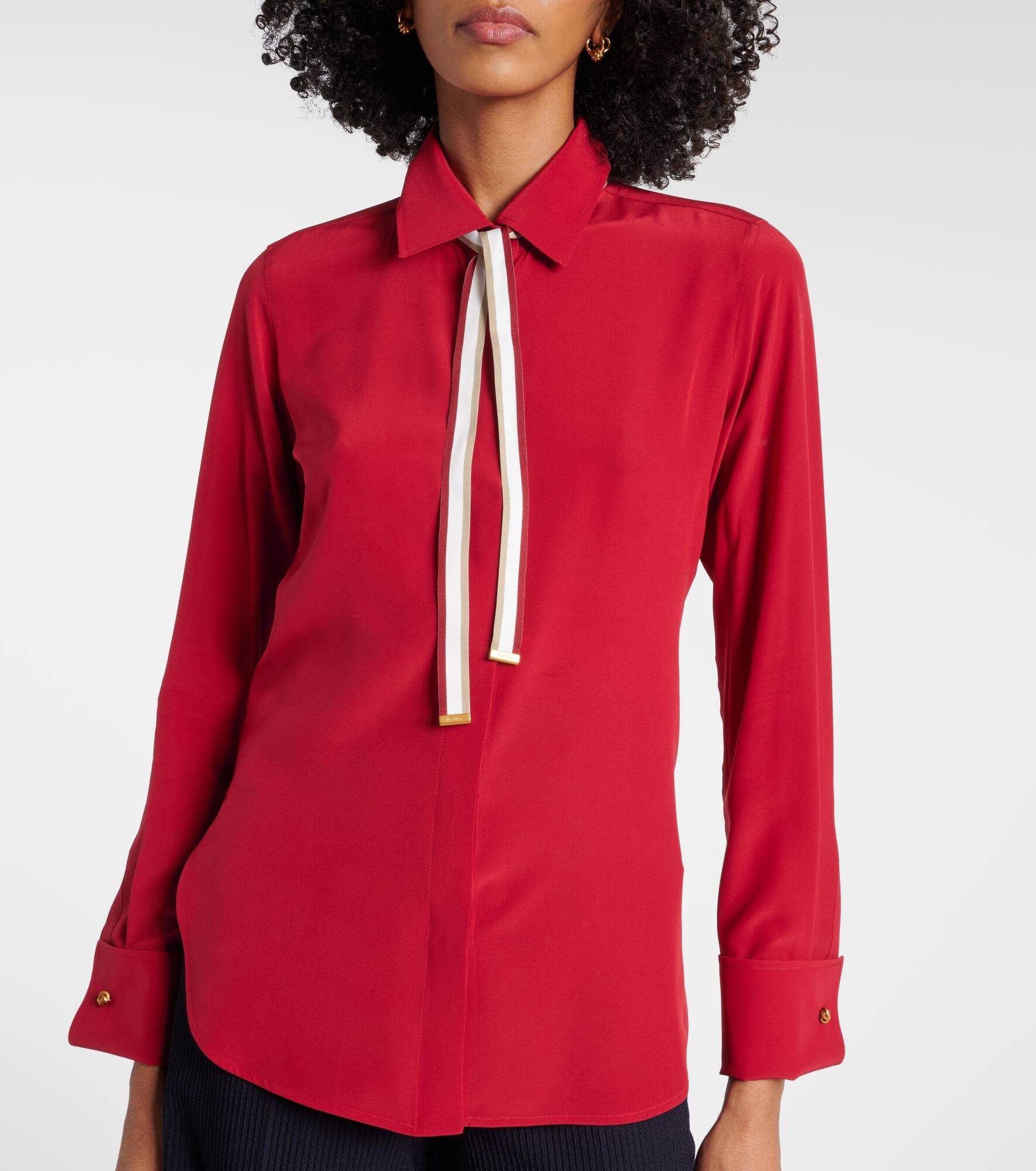Apollo bow-detail silk crêpe blouse - 6