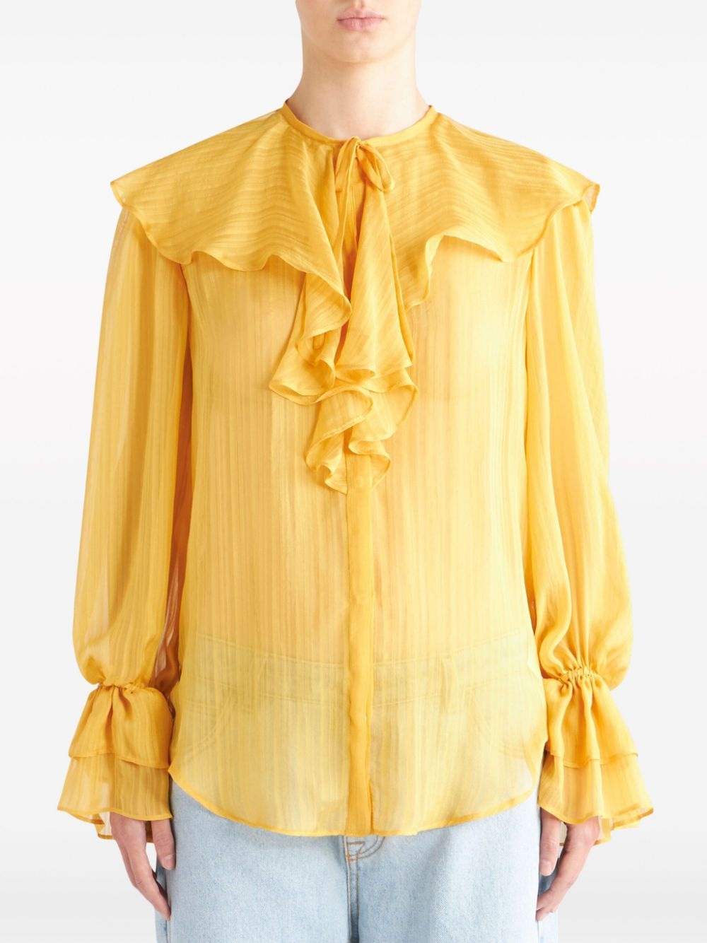 plissÃ©-effect silk shirt - 3