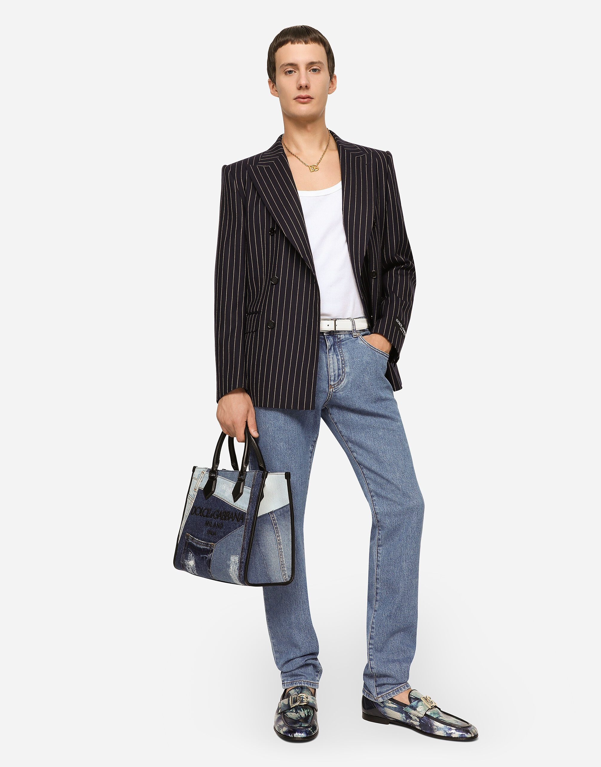 Denim patchwork Edge shopper with logo - 2