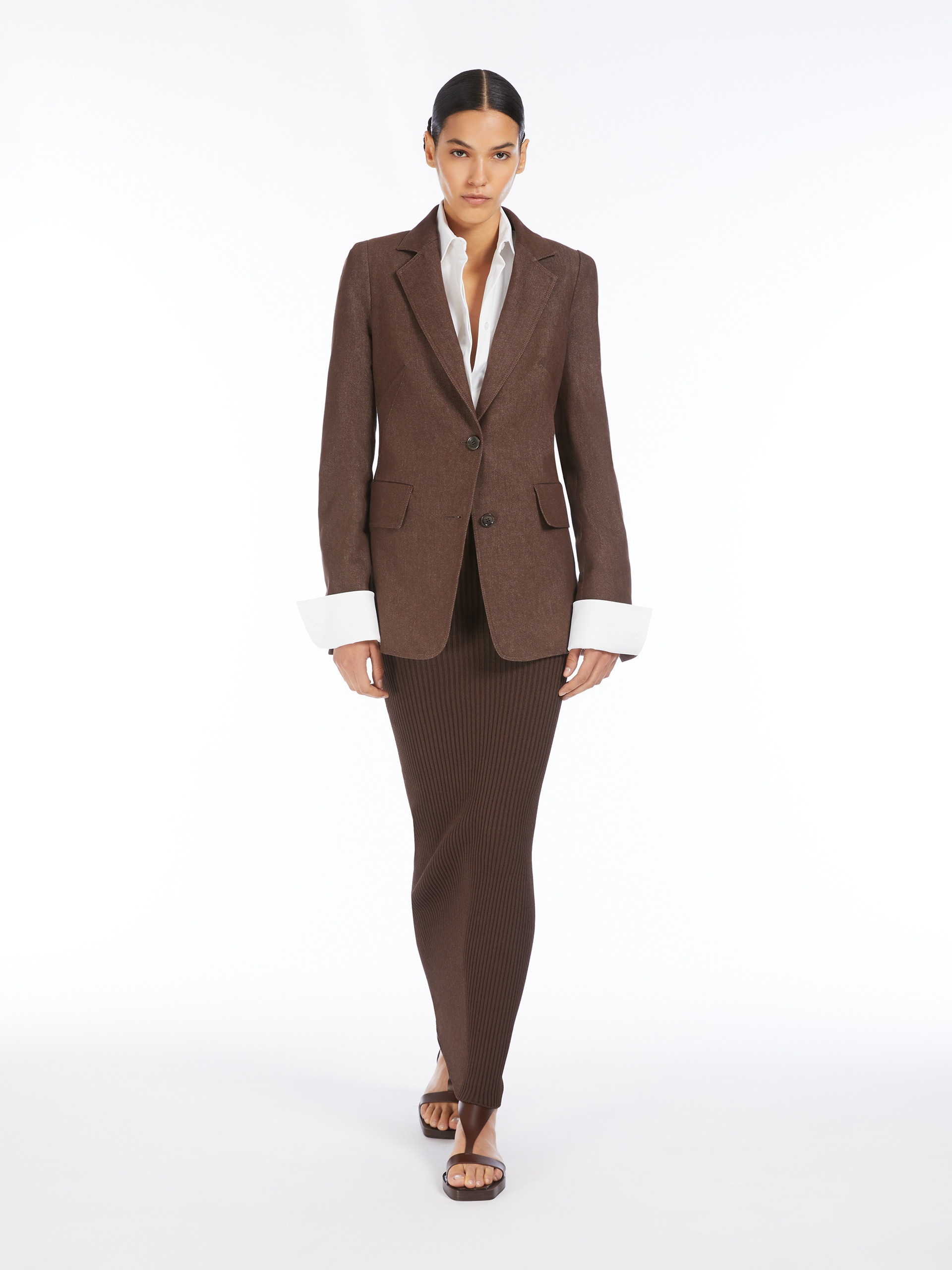 【関税＆送料込み】Max Mara Denim-Effect Cotton Blazer Max Mara AGGUATI Denim-effect cotton blazer | REVERSIBLE