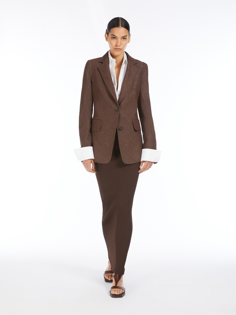 Max Mara AGGUATI Denim-effect cotton blazer outlook