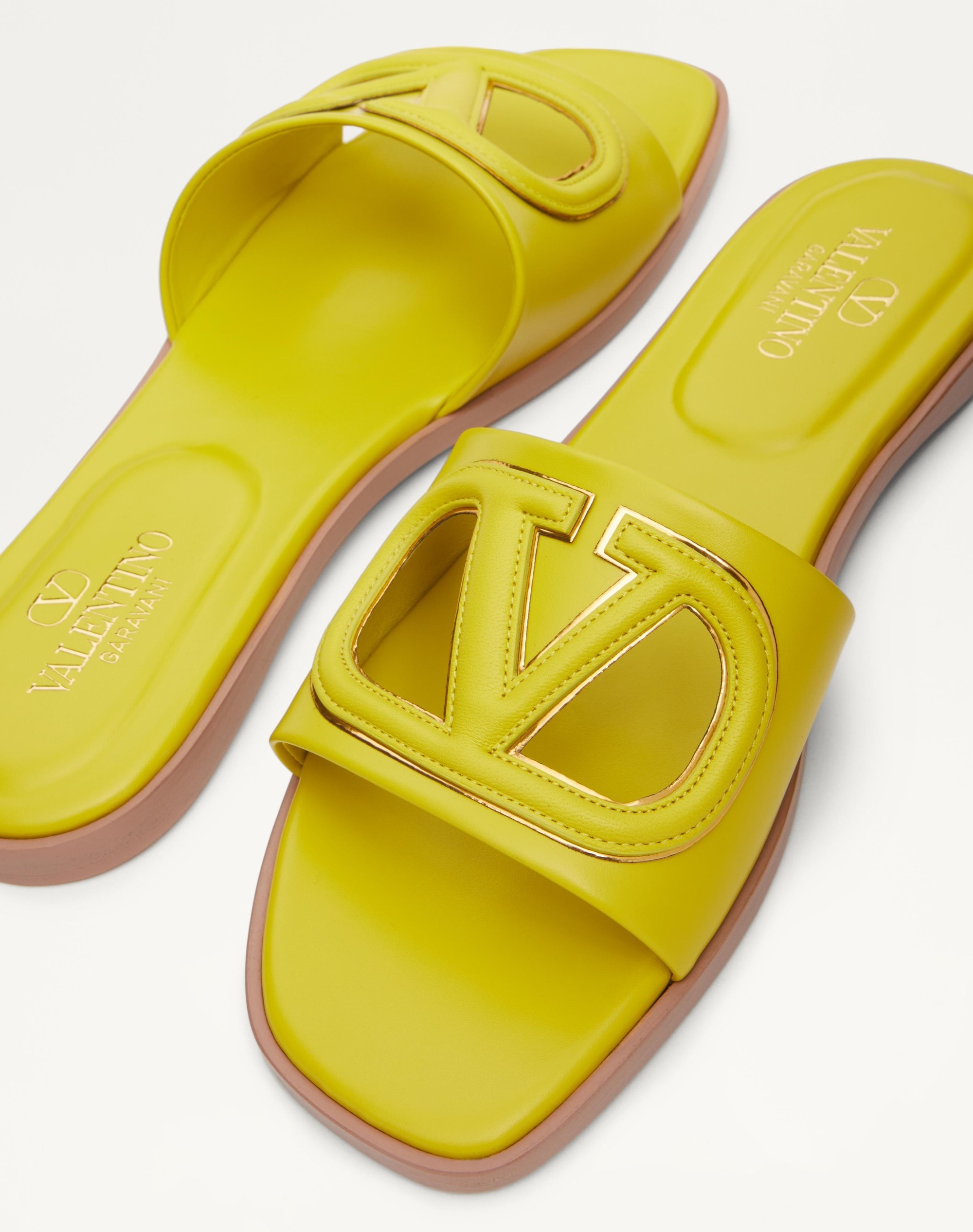 VLOGO CUT-OUT CALFSKIN SLIDE SANDAL - 5