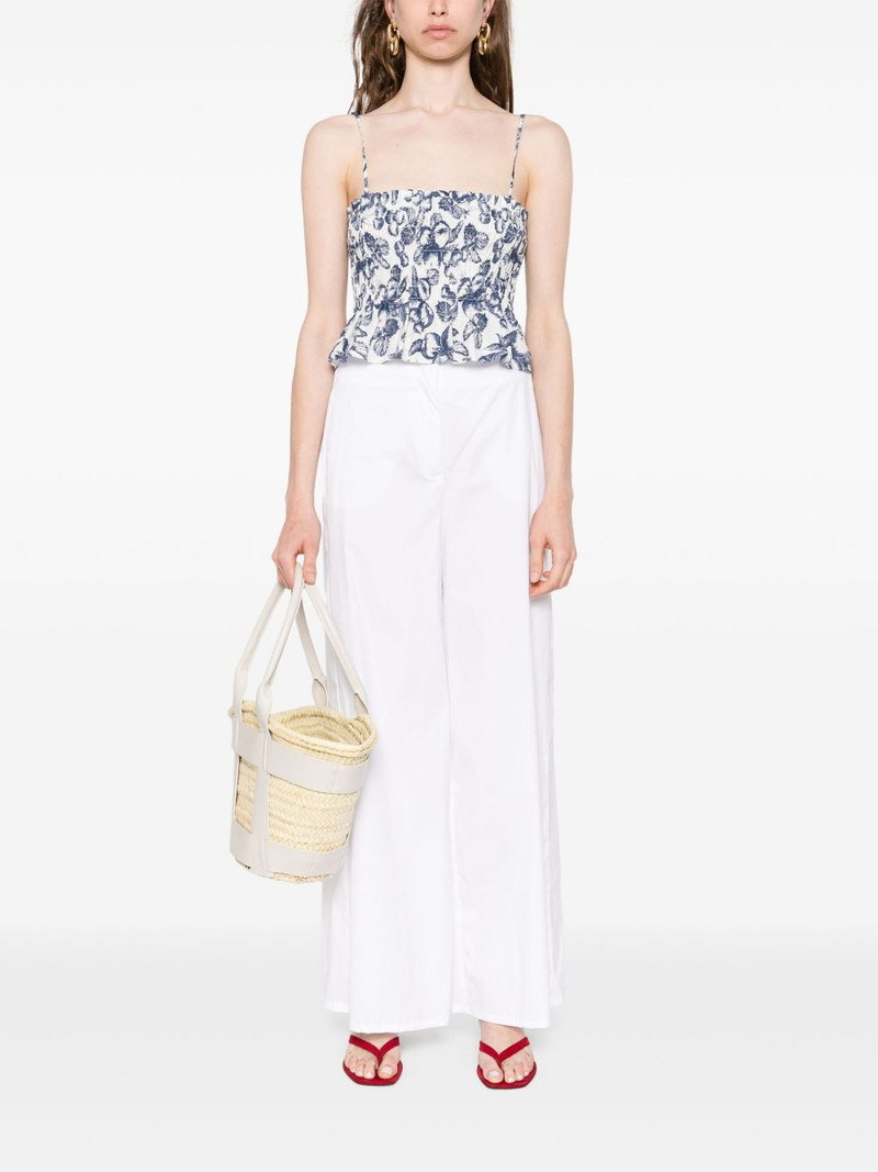 maje graphic-print smocked top outlook