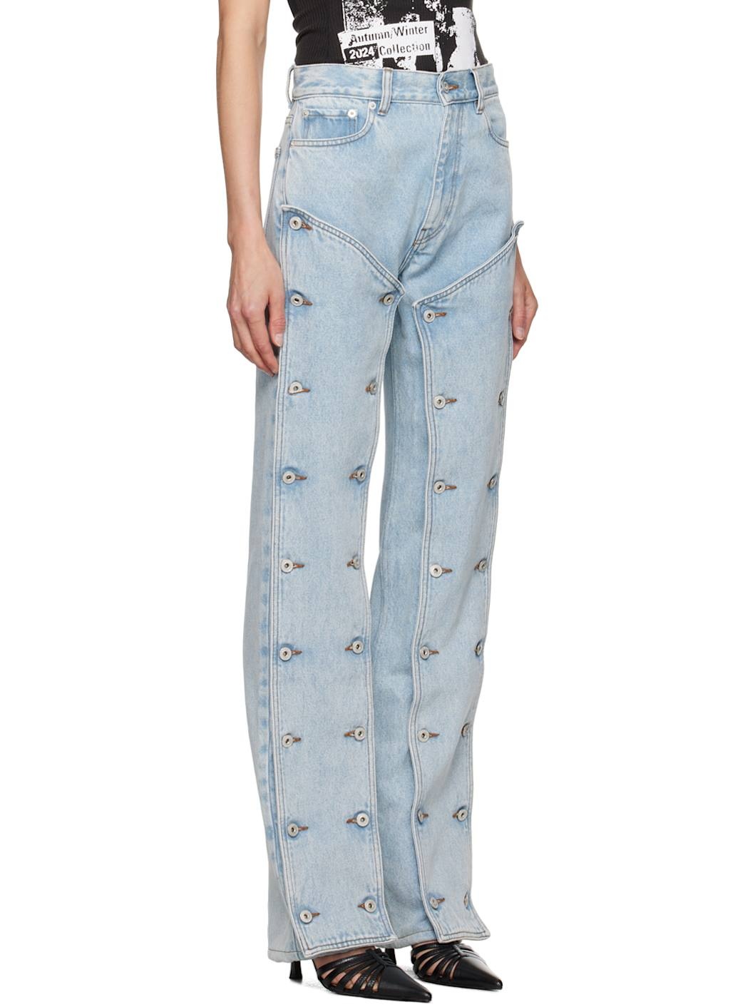Blue Snap Off Jeans - 4