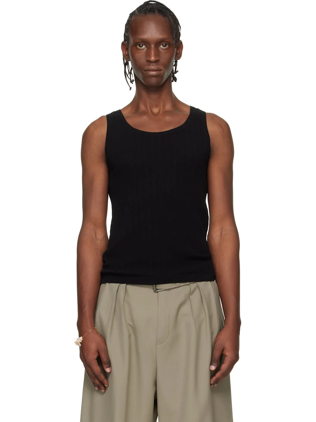 Black Rib-Knit Tank Top - 1