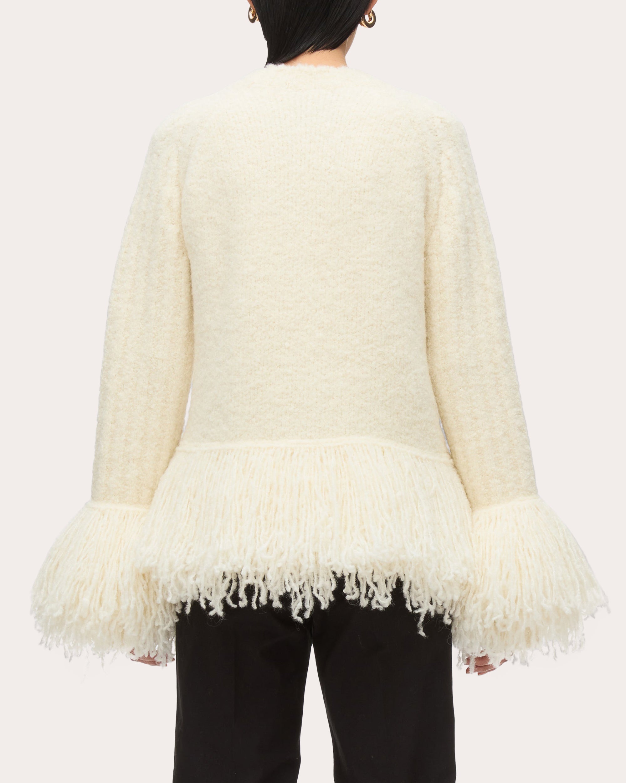 Fringed Wool Bouclé Knit Sweater - 2
