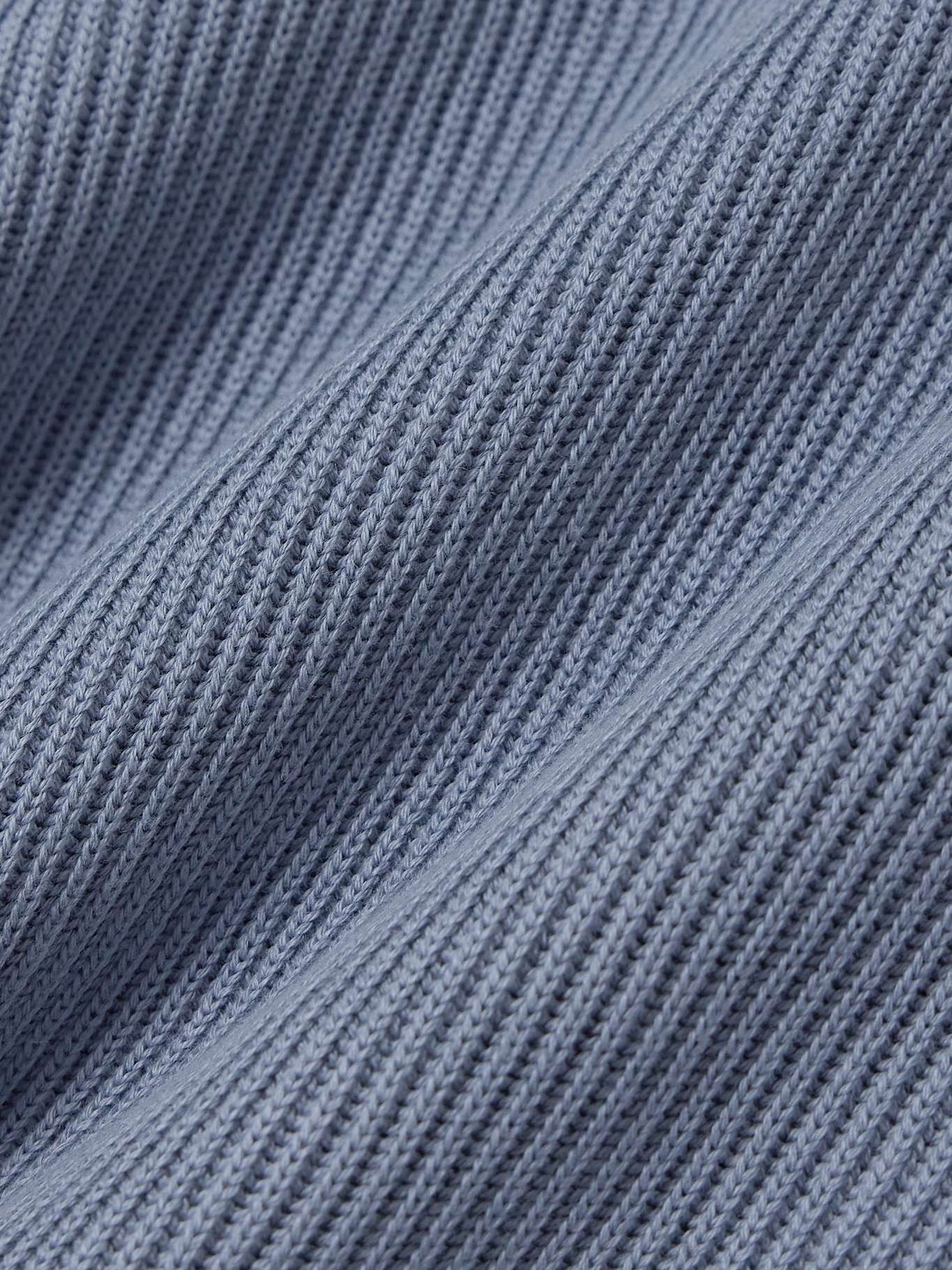 Bead-embellished ribbed cotton sweater Blue - 5
