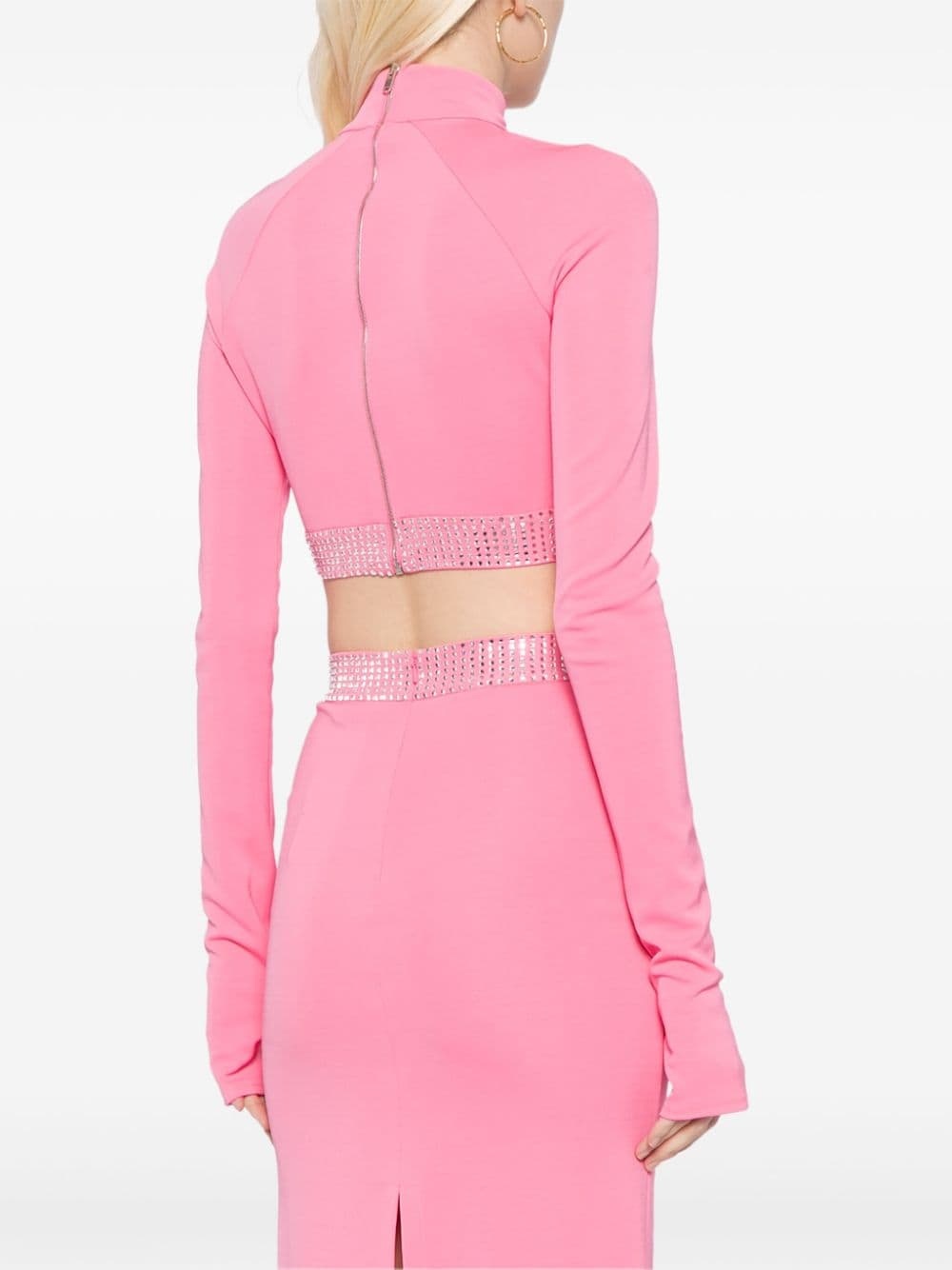 rhinestone-embellished crop top - 4