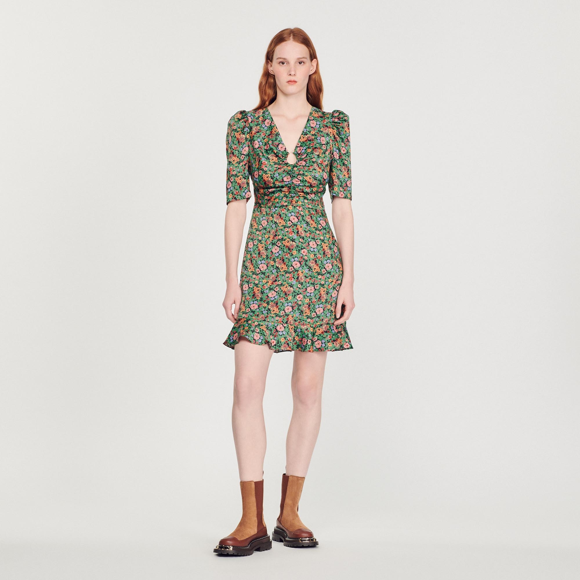 Short dress with Autumn Flowers print - 3