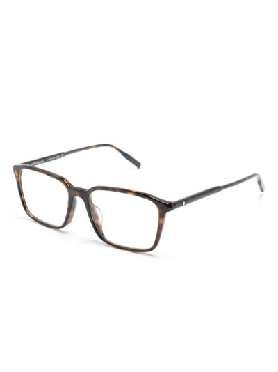 Montblanc tortoiseshell-effect rectangle-frame glasses outlook