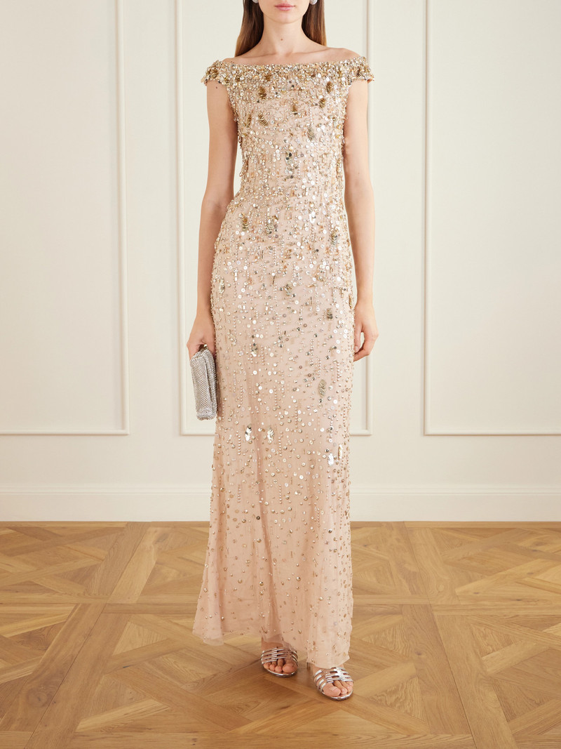JENNY PACKHAM Jessie Off-the-shoulder Embellished Tulle Gown outlook