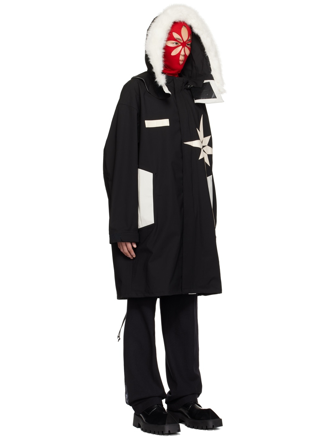 Black Paneled Coat - 2