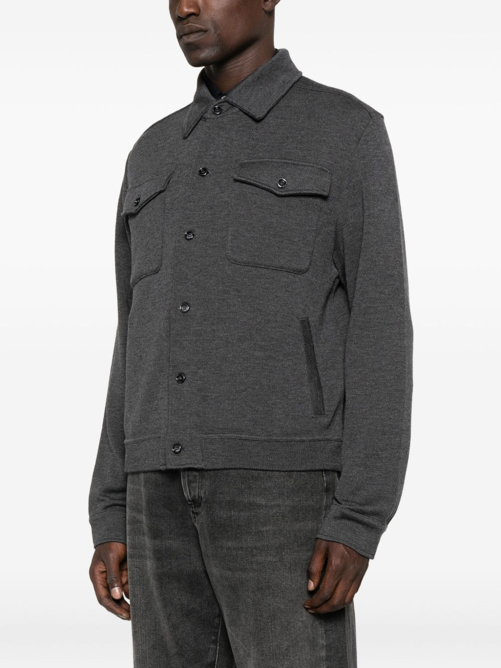 buttoned flap-pocket shirt jacket - 3