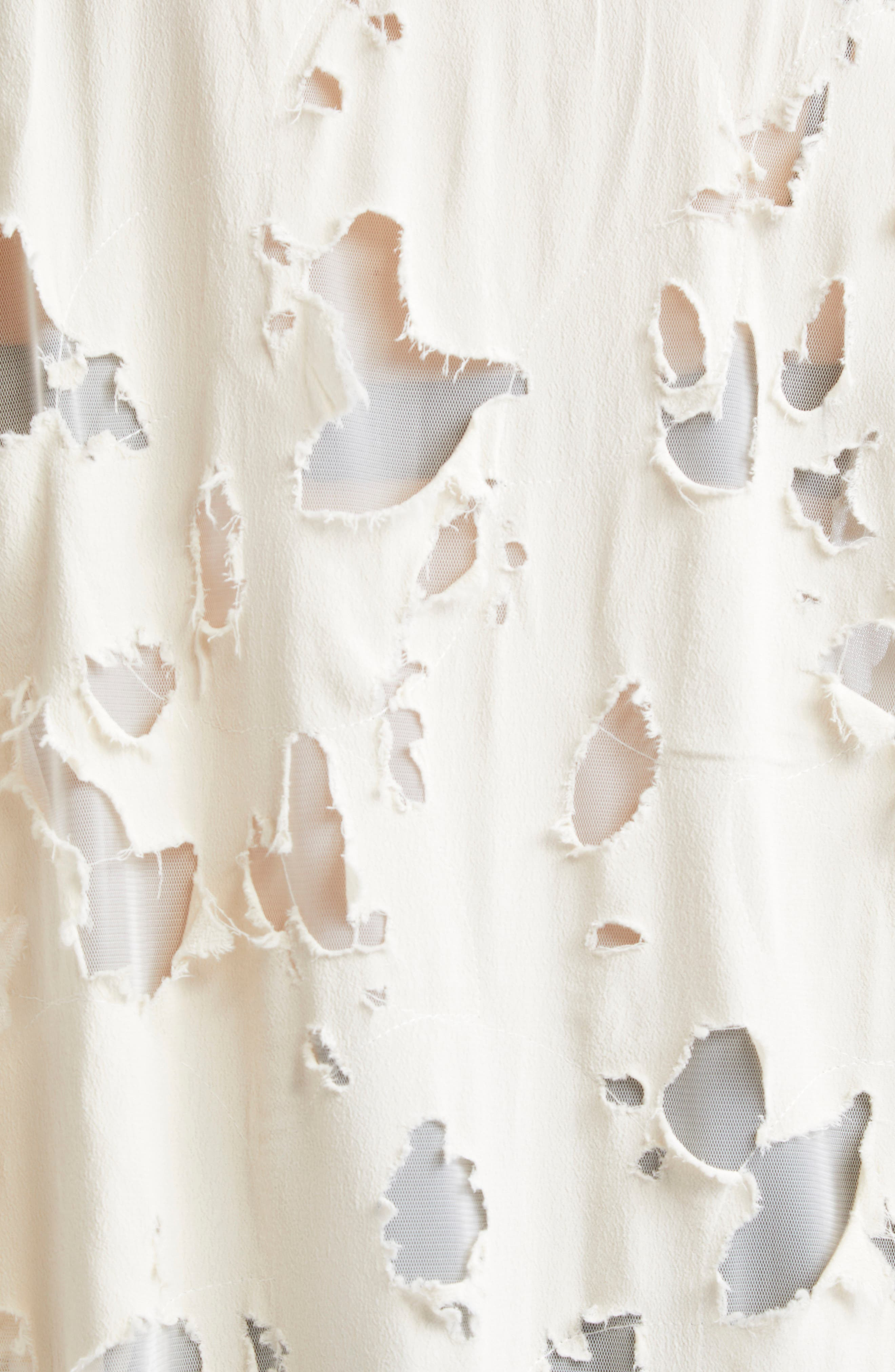 R13 Long Sleeve Burnout Jumbo Shirtdress in Ivory at Nordstrom - 6