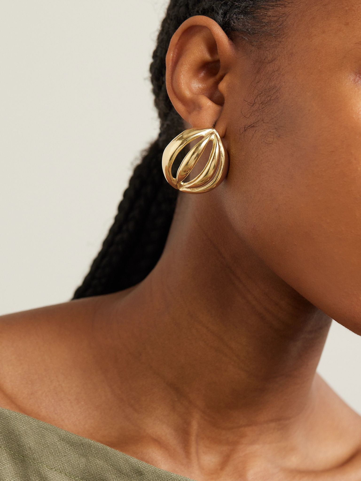 Flower Bud large gold-plated earrings Gold - 2